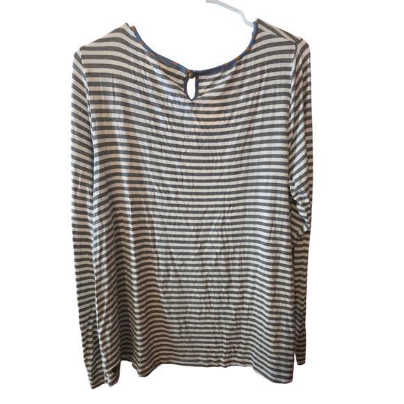 Matilda Jane Long Sleeve Top XL Womens Grey White Striped Stretch Normcore - Picture 4 of 4